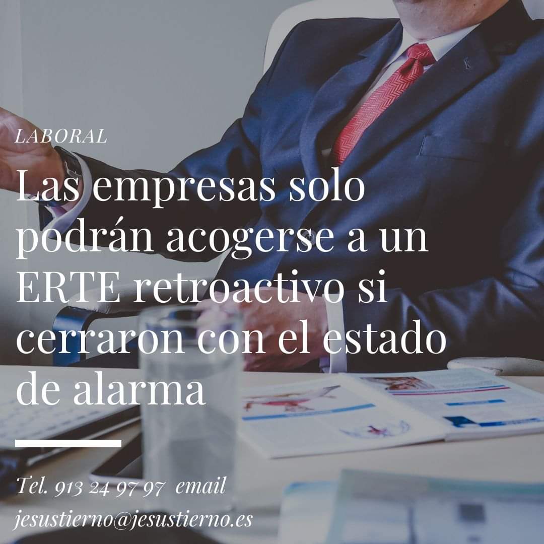 En Tierno Centella Abogados somos abogados especialistas en laboral. Pide ahora tu Videocita con nuestro equipo y cuéntanos tu caso. 1ª Videocita Gratuita.
📞91 324 97 97 📱608 13 93 37
📧jesustierno@jesustierno.es
Más información en tiernocentella.es/erte-coronavir…