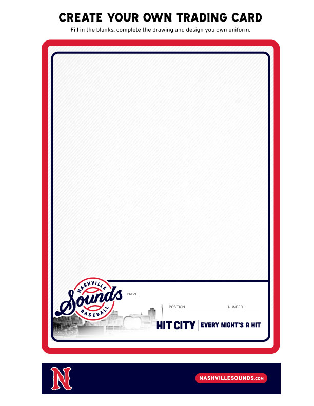 Nashville Sounds on X: Today's art lesson: Create your own baseball card!  Come on, it'll be fun. Download here or use the image below  👉  / X