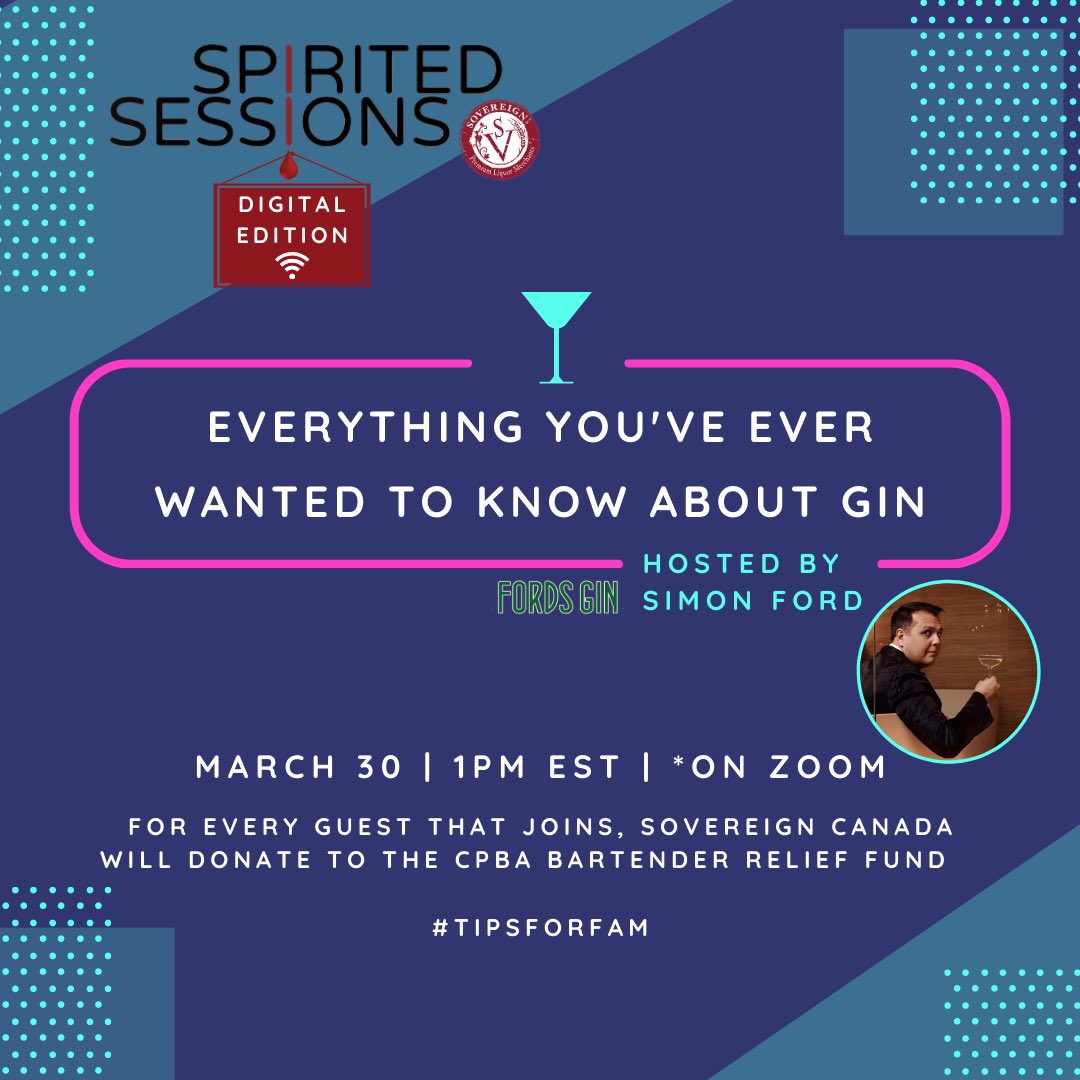 Monday, March 30th at 1pm EST. Everything You’ve Ever Wanted to Know About Gin, an on-line Spirited Sessions workshop taught from the living room of the Mayor of Ginville himself, <a href="/simonjford/">Simon Ford</a> of <a href="/FordsGin/">Fords Gin</a>. Click the link below to register.

zoom.us/meeting/regist…