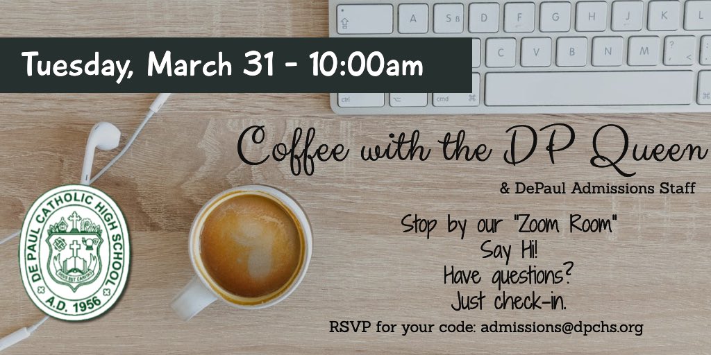 depaulcatholic's tweet photo. Coffee ☕️ with the Queen 👑?!?
Yes, please!
Stop by and say hi!
RSVP for the Zoom link!
#Spartans https://t.co/aZnsrlTrv9