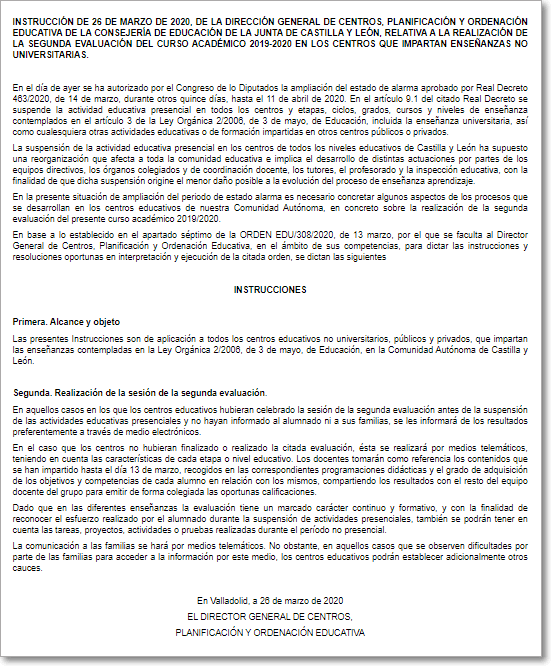 educacyl's tweet photo. 🔊 Publicada INSTRUCCIÓN relativa a la realización de la segunda evaluación del curso 2019-2020.

#CentrosEducacyl #AlumnadoCYL #ProfesoradoCYL #FamiliasCYL

https://t.co/sB5A2zjzDX https://t.co/ddQXR1QBGj