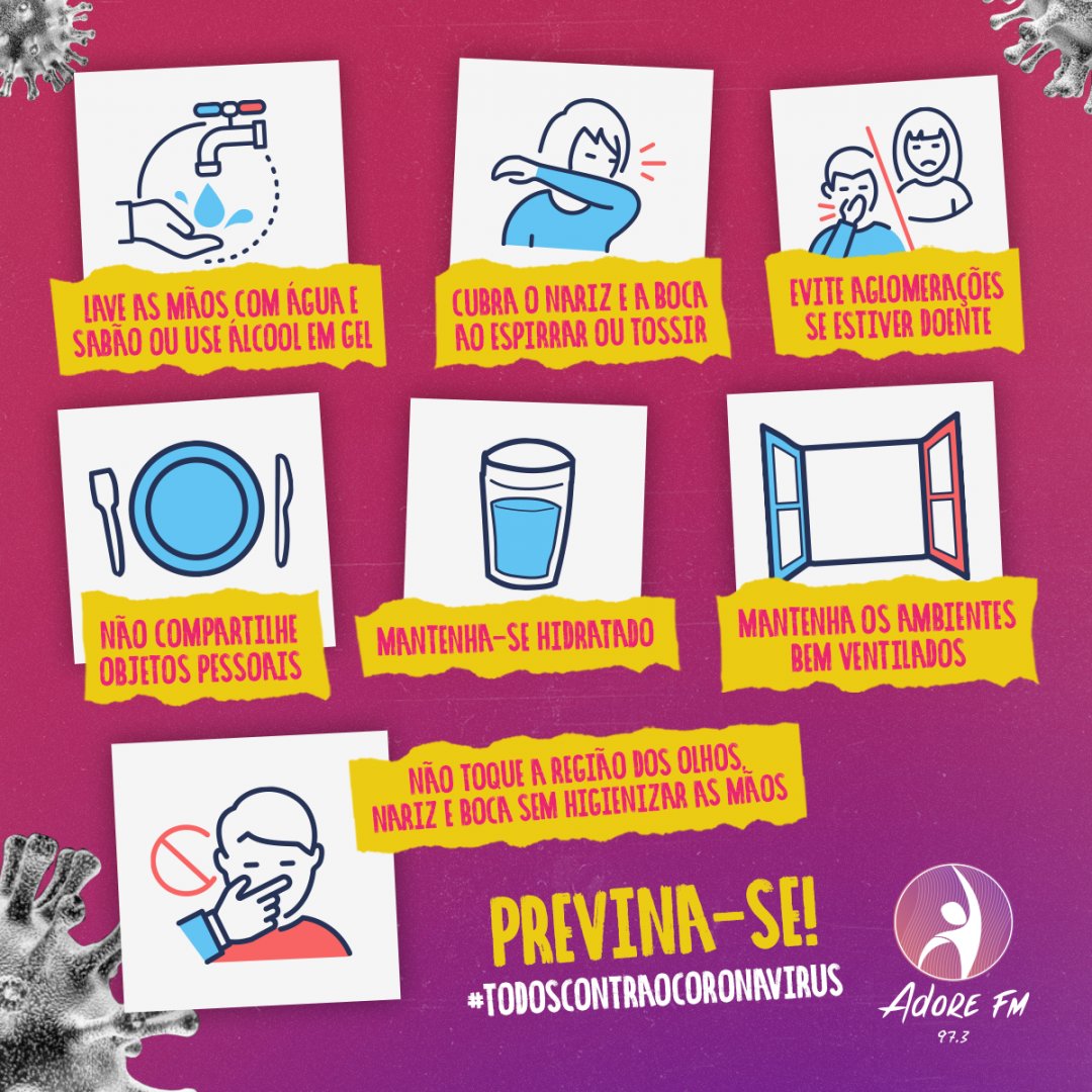 Irmãos, vamos nos cuidar para que o Coronavírus suma logo de nossas vidas 🙏 Confira algumas dicas para vencer essa doença: