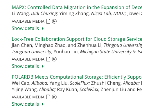 usenix's tweet photo. Videos from #fast20 are now online! You'll find them under each presentation listing--look for the "Available Media" icons: https://t.co/Hp4ldNz8Us https://t.co/ktWsRHr5uW
