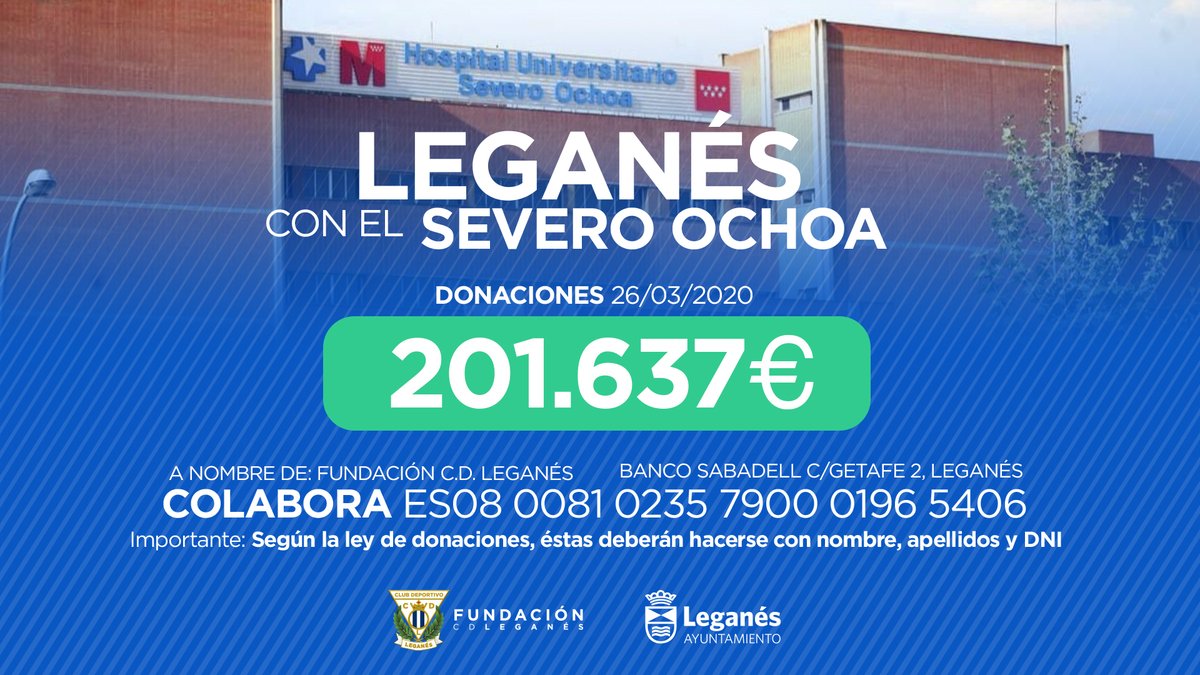 CDLeganes's tweet photo. 💙LEGANÉS CON EL SEVERO OCHOA I Gracias y mil gracias a todos los que aportáis vuestro granito de arena para defender al orgullo de nuestra ciudad. ¡Sois la ******! https://t.co/nh4KFIOEIN