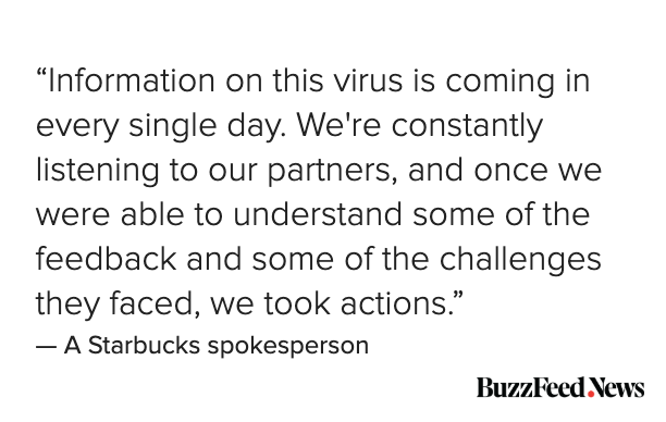 BuzzFeedNews's tweet photo. A Starbucks spokesperson told BuzzFeed News the company made the best of an unprecedented and rapidly changing situation: “We’re learning as we go.”

https://t.co/2KfnZrpz6L https://t.co/dqua2uJCah