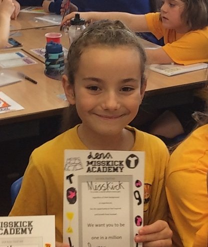 SMGPrimary's tweet photo. @MissKick One of our girls has been busy today designing this poster after seeing our retweet. She has asked if we could send it to you. She loves  football and asked us to tell you that playing football makes her so happy and if we are all happy, we can get through this #passpositivity https://t.co/gsWgRthMyV