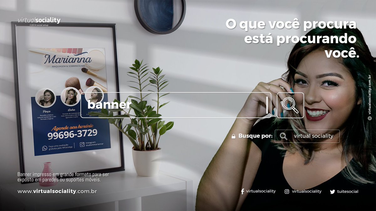 tuitesocial's tweet photo. Banner impresso em grande formato para ser exposto em paredes ou suportes móveis.
•
O que você procura está procurando você. Escreva nos comentários uma palavra utilizada para encontrar a sua empresa na internet. #Banner #VirtualSociality https://t.co/5MdgW0AI4s