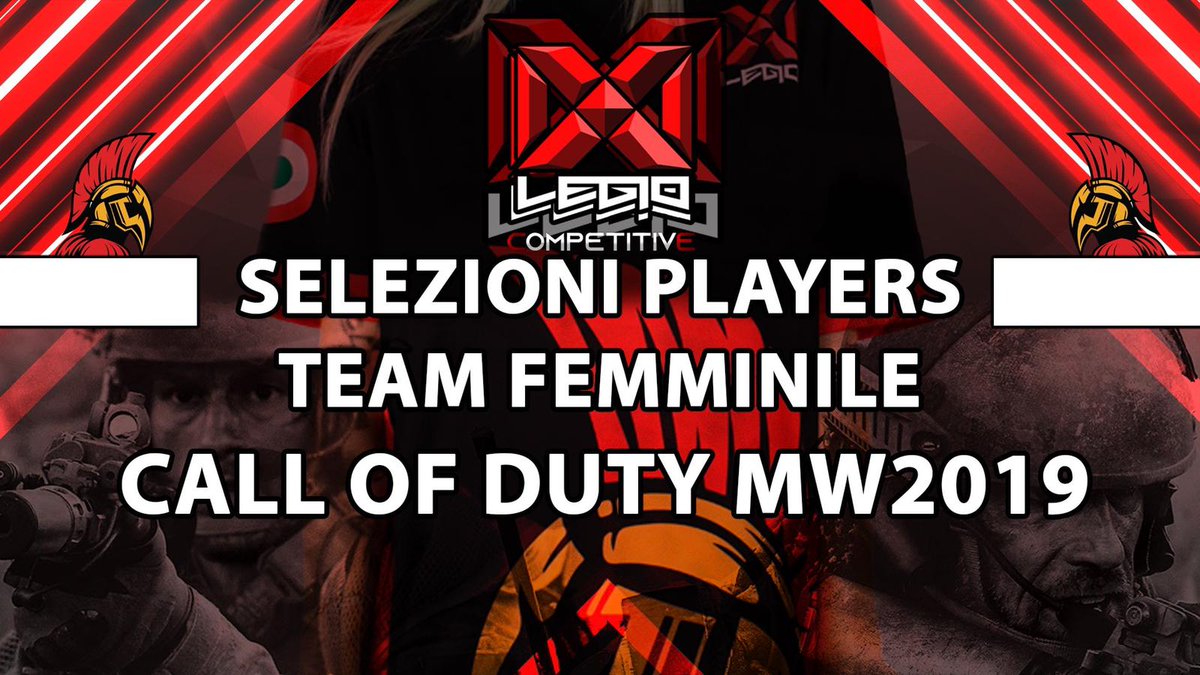 Team femminile della Asd Legio IXI, cerca player con disponibilità serale.
 Giochiamo a cerca e distruggi veterano, possibilmente PS4.
Contattatemi in privato se siete interessate.