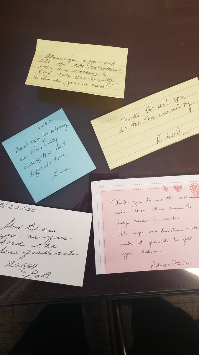 During this difficult time, we are so grateful for the donations that are helping us serve the increasing number of clients. Many of you are including kind notes to thank our wonderful volunteers! We appreciate your support!