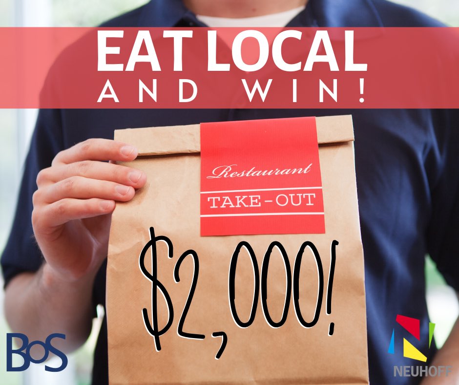 bankwithBOS's tweet photo. To help support local restaurants, Bank of Springfield and Neuhoff Media announce the #EatLocalContest! Local residents are encouraged to purchase a gift card or takeout order of $50 or more from a local restaurant. https://t.co/HzZEYT4DVW