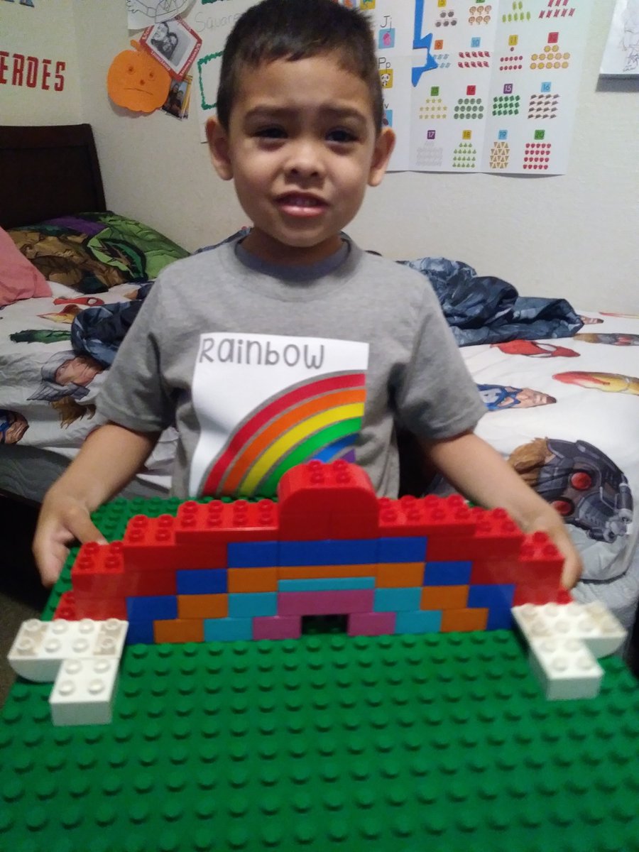 Ms_Guebara's tweet photo. @Ms_AIglesias Challenged my little one to hunt for rainbow colors and create a rainbow. This is what he came up with while mommy was working. Thank you @FARIASECC for continuing to help our children grow! https://t.co/QDeYS3BLtk
