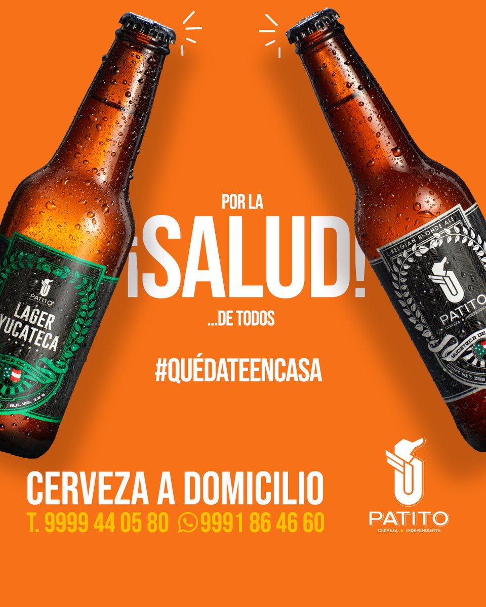 ¡Salud, salud y siempre salud! 🍻
Pide tu cerveza a domicilio
📞9999 44 05 80
💬9991 86 46 60
#CervezaPatito #CervezaArtesanal #Craftbeer #Yucatan  #QuedateEnCasa #ConsumeLocal #Coronavid19 #COVIDー19mx #YoMeQuedoEnCasa