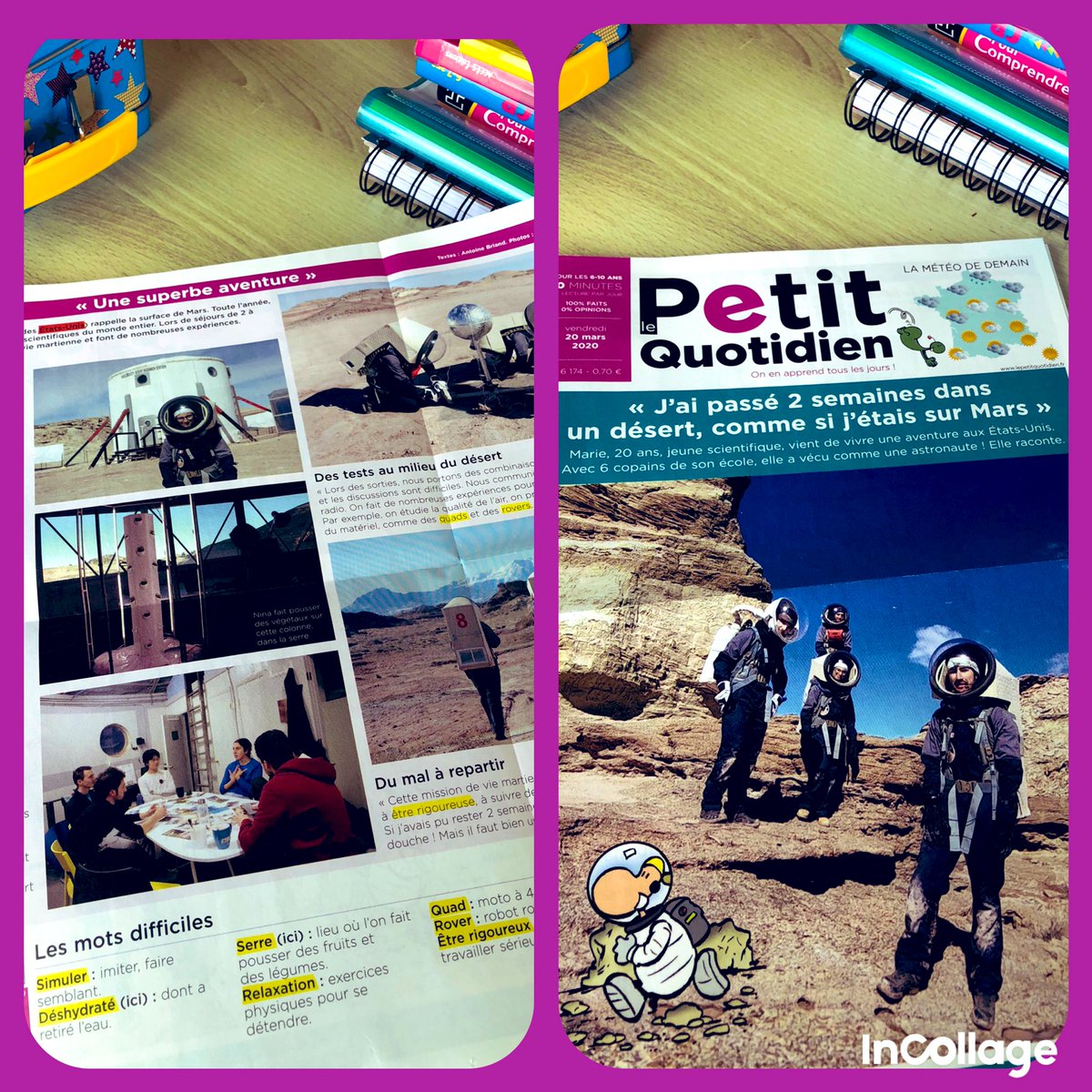 APraxHuart's tweet photo. Qd vie perso et vie pro se croisent : faire lire @petitquotidien au + jeune de la famille et réaliser que c’est le numéro consacré au @MDRSSupaeroCrew @ISAE_officiel, et dc le W de #DCOM @VirginieKierzko avec @AgenceOxygen! 😉😊 ac 1 pensée pr @SLDsupaero 👌🏻#fierté #lovemyjob https://t.co/5185WZ3zjL