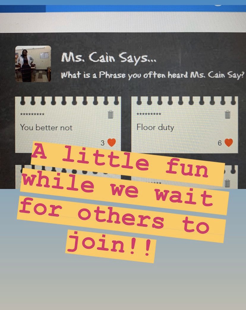 Waiting on my students to join the digital lesson with a little Ms. Cain says! I miss them 😩 #DigitalLearning #MicrosoftTeams #Nearpod <a href="/BearCreekMS/">Bear Creek MS</a> <a href="/PrincipalFelipe/">Felipe</a>