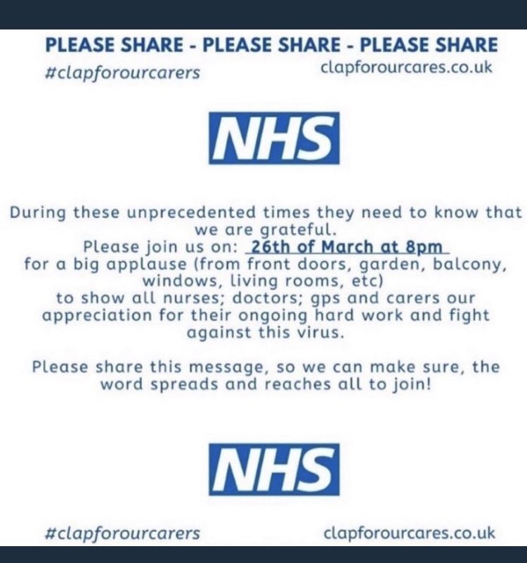 natashagreen_1's tweet photo. • 1.3 million heroes 
• 1/2 a million volunteers 
A small gesture for the biggest “Thank-you!” #clapforourcarers #NHSheroes #NHSThankYou #NHSVolunteerResponders #StayHomeSaveLives https://t.co/ea5cjAFcP9