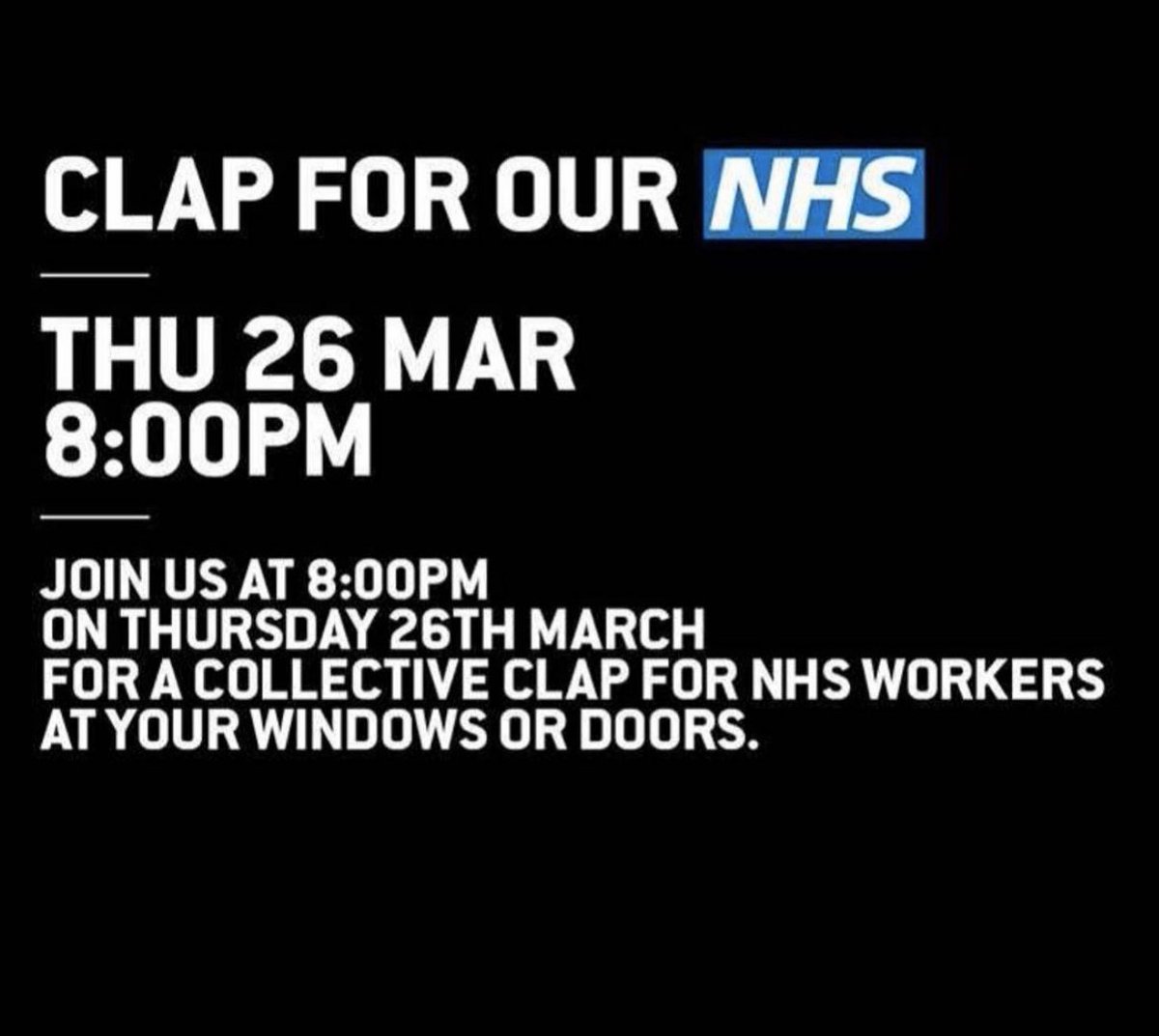 Join the nation tonight at 8pm in thanking all our amazing colleagues in the NHS going to great lengths to care for our nation at this difficult time.
#nhs #thankyounhsstaff💙 #covid19 #healthcareworkers
