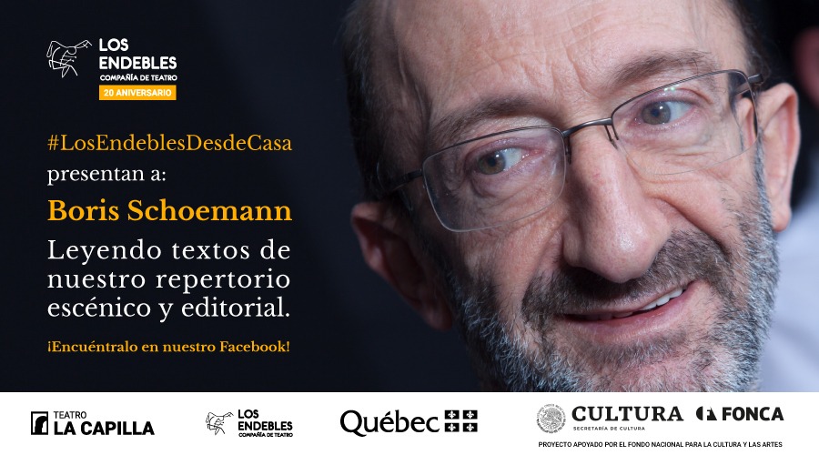 Endebles's tweet photo. Desde nuestro Facebook, los acompañamos con lecturas de nuestras obras publicadas y escenificadas. ¡Disfruten escuchando a nuestro #BorisSchoemann!
https://t.co/bdZ365nBEi https://t.co/oMUFUcXvyN