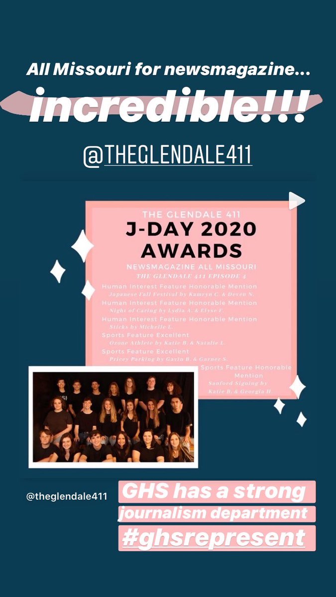 Glendale_Quill (@glendale_quill) on Twitter photo Congrats to our broadcast team <a href="/TheGlendale411/">The Glendale 411</a> !!! Ms. Baxley must be soo proud. The Glendale journalism department = awesomeness #ghsrepresent <a href="/MIPAjournalism/">MIJA Journalism</a> <a href="/GHSstuco/">GHS Student Council</a> <a href="/GHSEvents/">Glendale High School</a> @MrJoshGroves Congrats to our broadcast team <a href="/TheGlendale411/">The Glendale 411</a> !!! Ms. Baxley must be soo proud. The Glendale journalism department = awesomeness #ghsrepresent <a href="/MIPAjournalism/">MIJA Journalism</a> <a href="/GHSstuco/">GHS Student Council</a> <a href="/GHSEvents/">Glendale High School</a> @MrJoshGroves