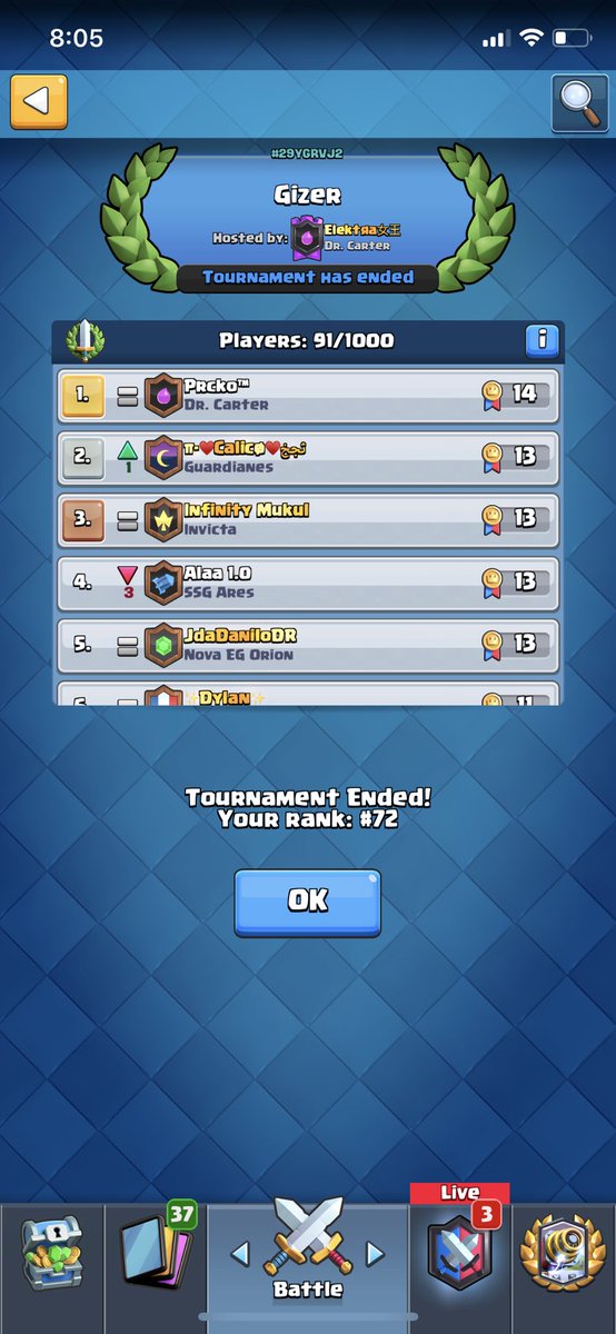 What a fun tourney tonight we almost had 100 ppl! Thanks for letting me host <a href="/GIZER/">GIZER</a> and congrats <a href="/PrckoCr/">Prcko™</a> for taking first place! Ggs everyone