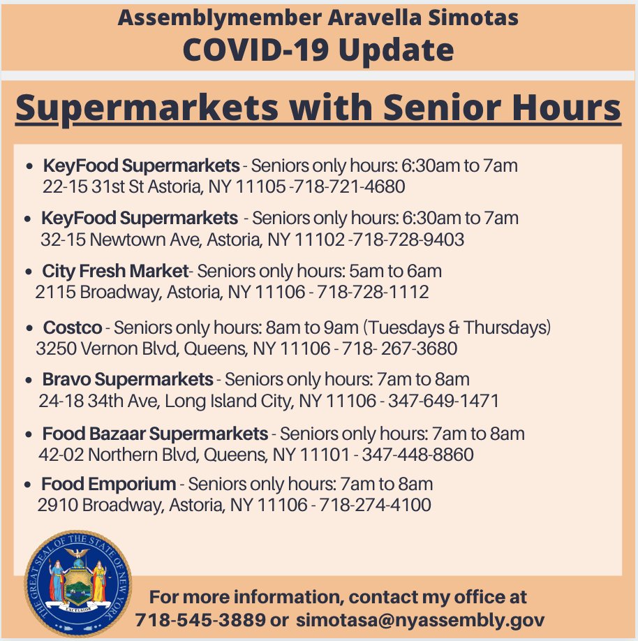 More supermarkets are now offering special shopping hours for seniors. Check out the updated list below: