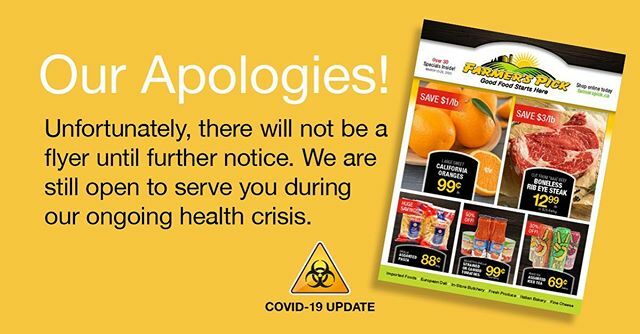 We deeply regret that we must temporarily postpone our flyer until further notice. We are open as an essential service, and here to serve you as always. We ask that you observe social distancing, so that we can keep you and our employees safe. Thank you.… ift.tt/3br6fpG