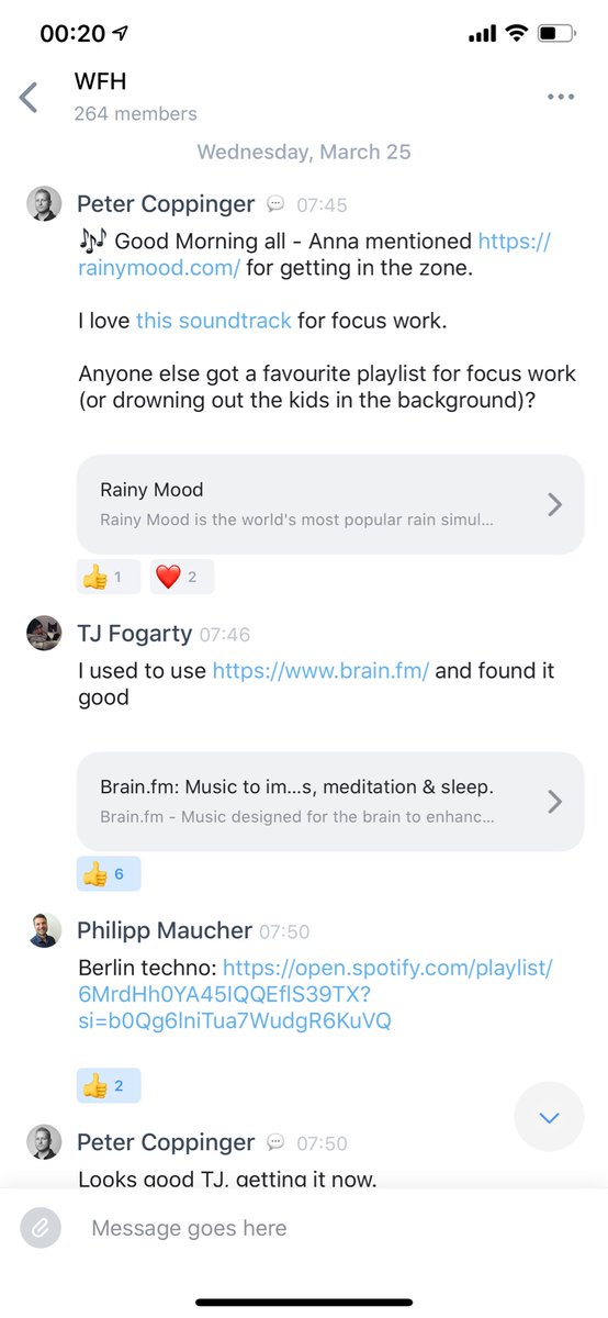 irlTopper's tweet image. Our Teamwork Chat app is helping us @teamwork feel connected while #remotework. We have a “WFH” channel with random stuff that helps us feel connected. It’s 100% free/unlimited, desktop, web and mobile with a great ui. 📲 teamwork.com/chat/ and #keepworkgoing 💪🏻