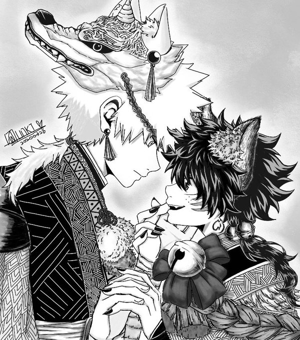 #勝デク
#中文注意

式神paro。🐺x🐱。

第一次画和风,如有任何违和之处请多多包涵!(❁'ω`❁) 
