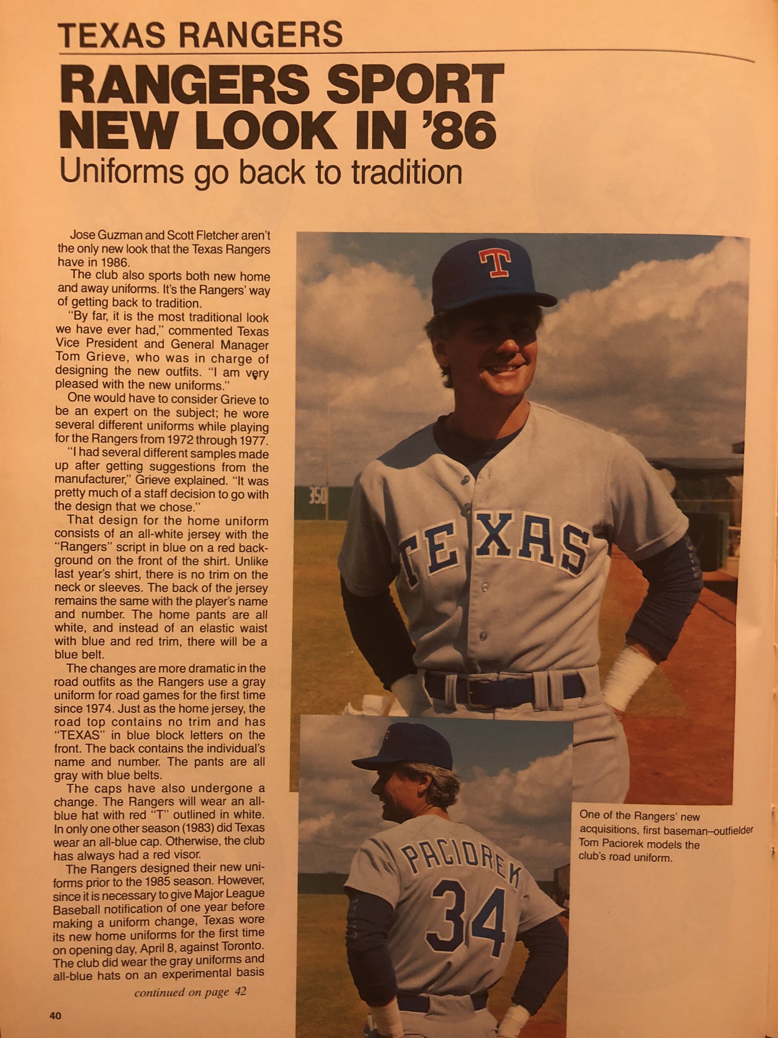 Mike Barnes on X: @UniWatch Texas Rangers game program from 1986