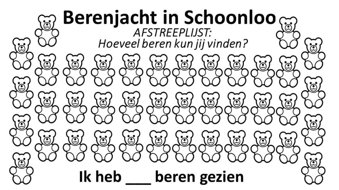 Schoonloo's tweet image. Berenjacht nu ook in Schoonloo! Hoeveel beren kun jij vinden in het dorp???#coronahulp
Ps... Plaats jij ook een 🐻 voor het raam? Hoe meer hoe beter
