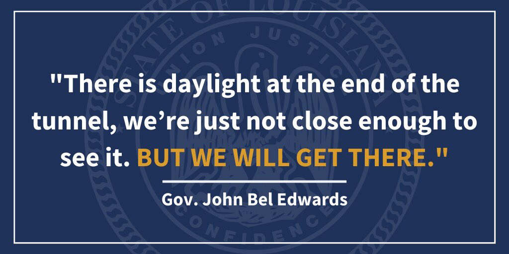 LouisianaGov's tweet photo. Despite the dire circumstances we currently face in Louisiana, I am hopeful and optimistic that by following the guidance we have been given by experts, being good neighbors, as well as humbling ourselves in prayer, we are going to get through this. #lagov #lalege https://t.co/G1DpaC5gQK