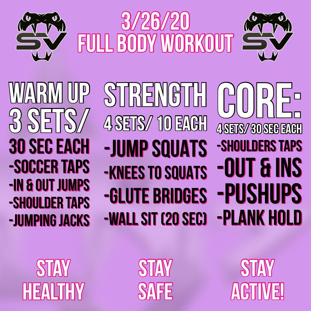 Stars_Vipers's tweet photo. Here is today’s full body workout! Coach Cammy is going live at 4pm to help walk you through the exercises!! Can’t wait for y’all to join!! Bring the energy 🤘🏽💖
#vipersgovirtual #svtogether https://t.co/FPogeu6NSl