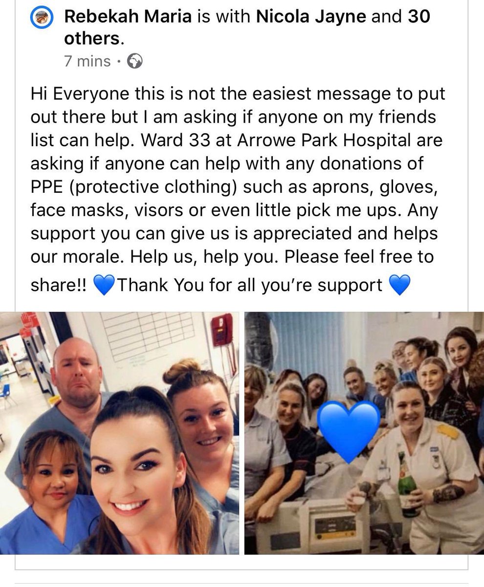 HannahChristina's tweet photo. Please help my sister and her team on a very high risk ward, they have ran out of PPE if you can’t help them please share #COVID2019 #NHS https://t.co/IpkDx4ESSd
