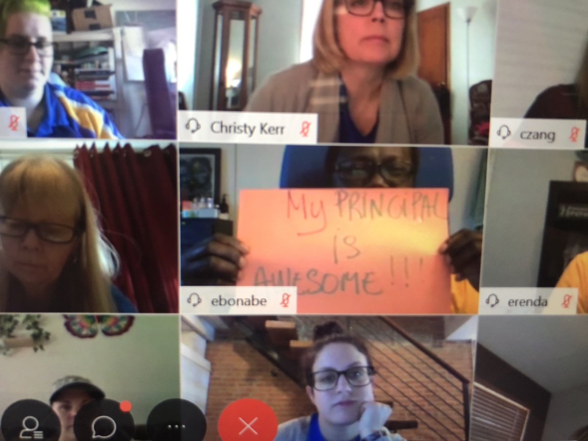 JP_the_AP's tweet photo. We are #StrickerStrong @strickerpride  Amazing participation in our virtual faculty meeting! Tuned in, excited, and ready to teach our students! Let’s do this!!!!! The last pic is so true!!! @LPhillipsFriend @MissyDoscher @SusanTruesdell https://t.co/bog7aJhzyf