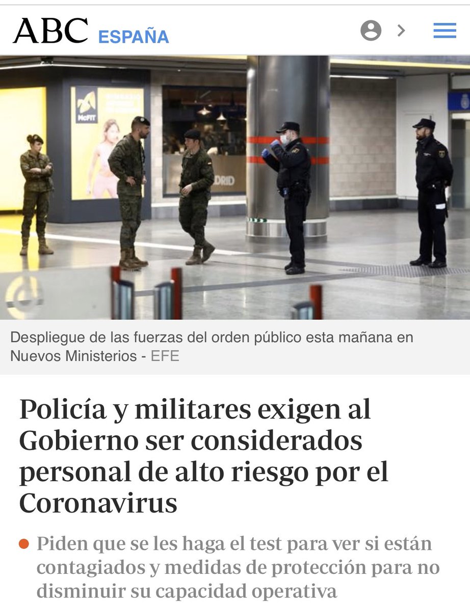 begonavillacis's tweet photo. No entiendo que la policía y la guardia civil no sean reconocidos colectivos de alto riesgo.

Mientras pedimos a los ciudadanos que se queden en casa para evitar contagios, a ellos les pedimos que hagan exactamente lo contrario.

Están expuestos para que el resto no lo estemos. https://t.co/3YgTb2W3TF