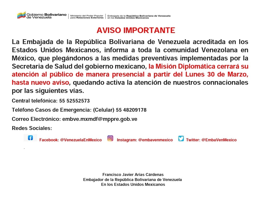 Embajada de Venezuela en México tweet media