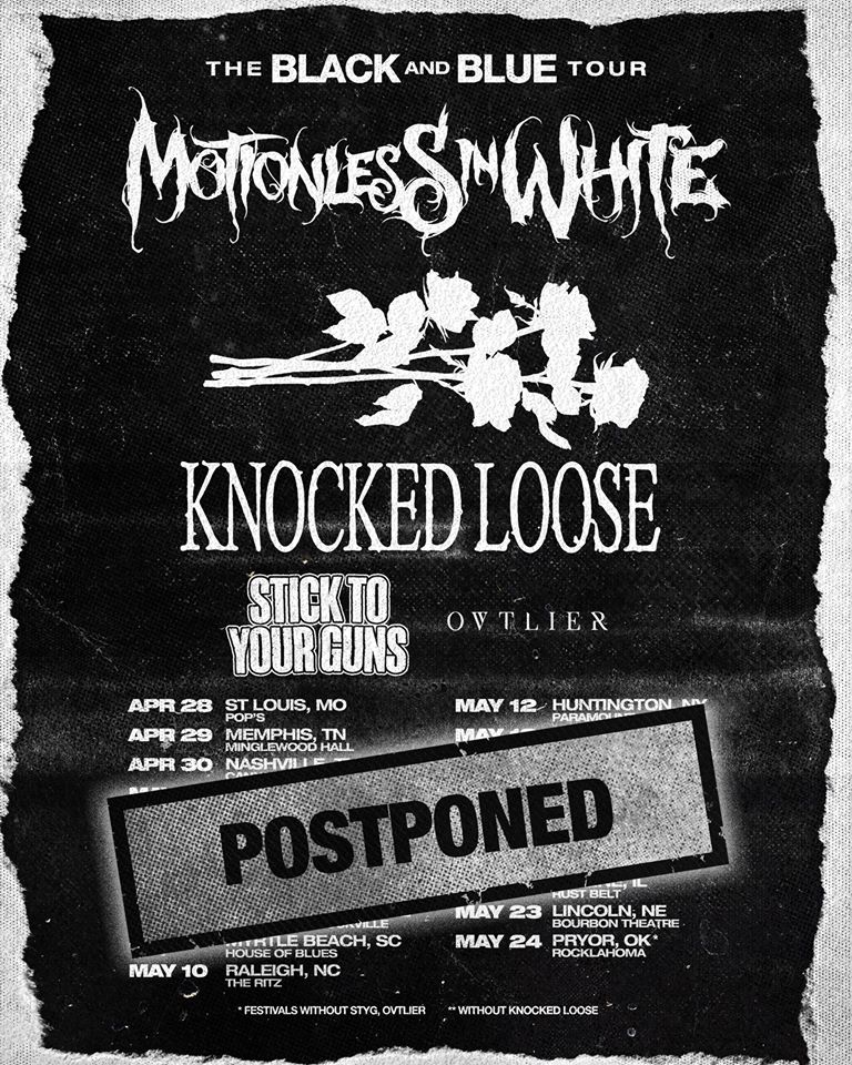 MIWband's tweet photo. MIW Fans: 

We regret to inform you that due to the escalation of the COVID-19 pandemic, we are forced to postpone our upcoming Black And Blue Tour to a different timeframe this year. Our statement is below. https://t.co/MoP3nqaNXs