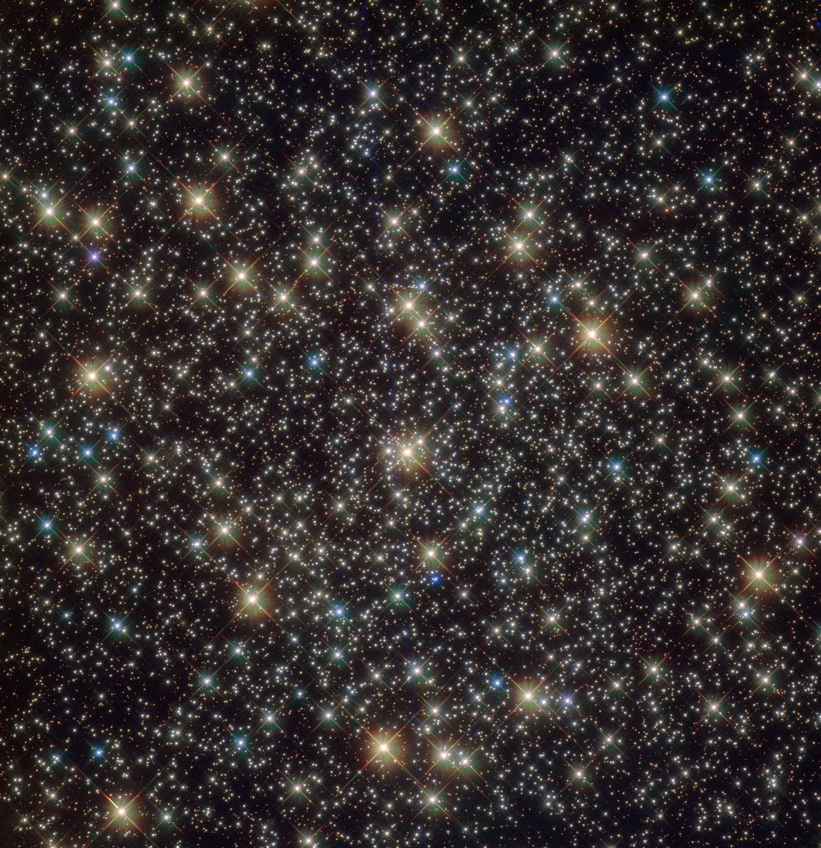 The globular cluster NGC 3201. There's a black hole near the center, its presence given away by the motion of a nearby star whipping around it. https://spacetelescope.org/images/potw1804a/Acknowledgement: Sarajedini et al.Credit: ESA/Hubble & NASA