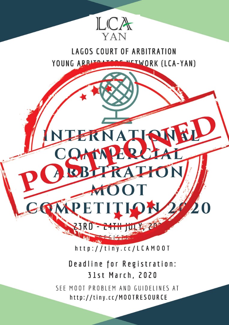 Due to the COVID-19 Pandemic, the <a href="/Young_Arb_Ntwrk/">LCA YAN</a> #InternationalCommercialArbitration #MootCompetition has been postponed till further notice.
Stay safe. Practice #CleanHygiene and #SocialDistancing
