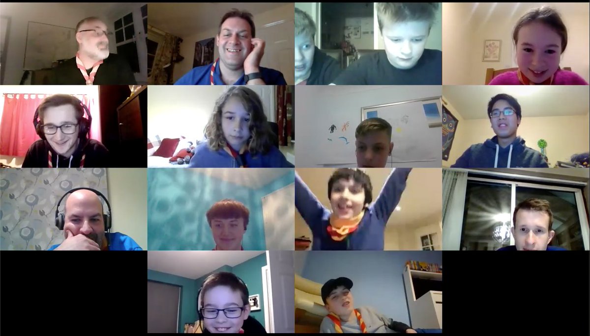 HWScouts's tweet photo. We want to ensure Scouting continues and have just completed our first Virtual Meetings with our Scouts joining us via Video on @zoom_us video conferencing. Was good fun and we're already looking forward to next week - after tomorrow's virtual campfire from @BasingstokeWest https://t.co/Aer7X6IzTH