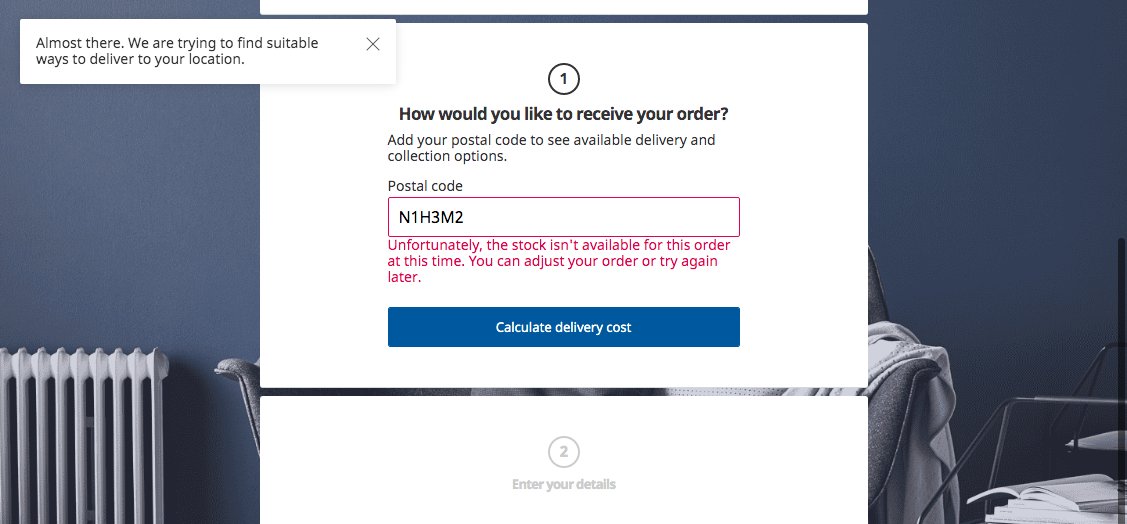 utputodeusfio's tweet photo. @IKEACASupport I did and now it is saying this. If the stock wasn't available for this order, how was I able to put it into my cart? #doesnotmakesense https://t.co/vKgbTePTOI