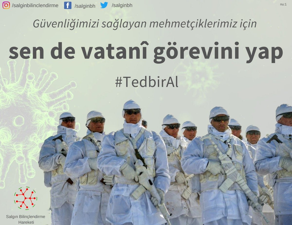 •Korona alacağımız tedbirlerden daha güçlü değildir•
#TedbirAl 
#EvdeKal
#EvdeKalTürkiye
#HayatEveSığar 
#EvdeHayatVar 
#Covid_19
#Corona
<a href="/tdvincesuerkek/">TDV İncesu Erkek Öğrenci Yurdu</a>
<a href="/saglikbakanligi/">T.C. Sağlık Bakanlığı</a>
<a href="/drfahrettinkoca/">Dr. Fahrettin Koca</a>
<a href="/tdvyurtlar/">Türkiye Diyanet Vakfı Yurtları</a> 
<a href="/DiyanetVakfi/">Türkiye Diyanet Vakfı</a>
<a href="/Kizilay/">Türk Kızılay</a>