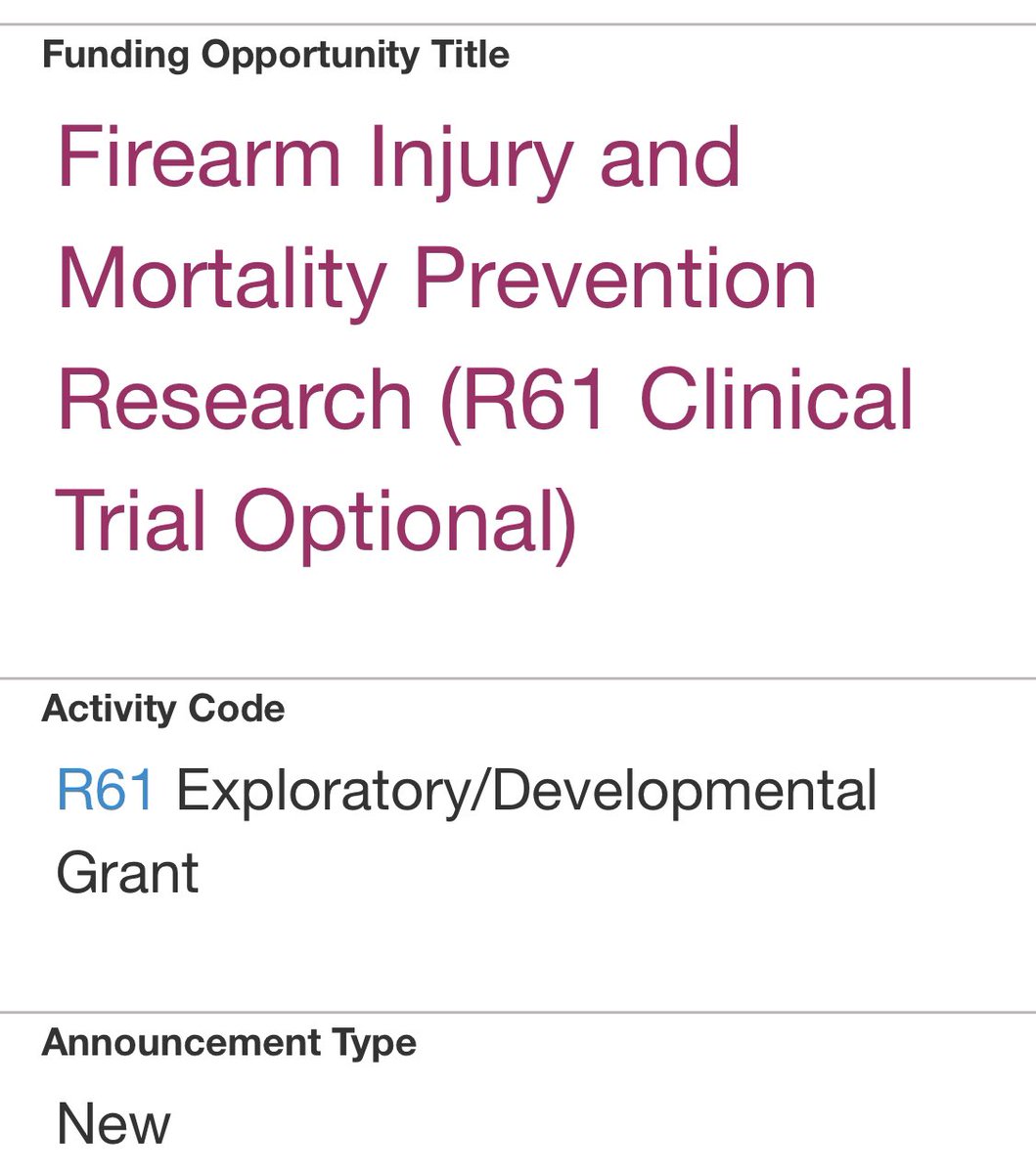 @vanessapho @ATPerzynski @EAST_TRAUMA @traumadoctors @WesternTrauma @AcademicSurgery @UnivSurg @ThisIsOurLane @bradybuzz @JosephSakran And, in non- #COVID19 news. See this new funding for #FirearmInjury #Prevention research. #EndGunViolence