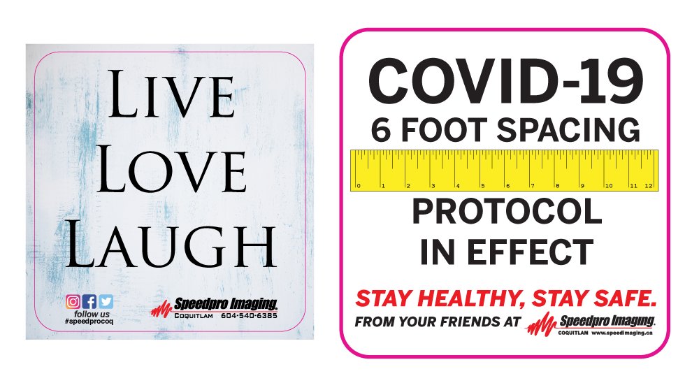 SpeedProCoq's tweet photo. Local Businesses we have these decals available at NO CHARGE (2 per business). Let us know and we can make arrangements for you to acquire these as soon as possible. Stay Healthy and Stay Safe from @speedprocoquitlam ⁠
  #FlattenTheCurve #SocialDistancing #printing #decals⁠ https://t.co/iSHEZJFzxm