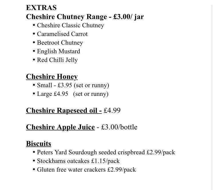 The Handbridge Community Association (@hcachester) on Twitter photo Here is the list of products available to order from <a href="/cheeseshopchest/">Cheese shop Chester</a> You can order any of them, any quantities. Call Julie on 07474 331781 to place your cheese order along with products from <a href="/EWEdgebutchers/">Edge & Son Butchers</a>, <a href="/ExSqueezeMe84/">ExSqueezeMe</a>, <a href="/SFC_Chester/">Spoilt For Choice</a> Vendees & <a href="/ChesterBeerWine/">Chester Beer & Wine</a> <a href="/ShitChester/">12 years of Shitchester</a> Here is the list of products available to order from <a href="/cheeseshopchest/">Cheese shop Chester</a> You can order any of them, any quantities. Call Julie on 07474 331781 to place your cheese order along with products from <a href="/EWEdgebutchers/">Edge & Son Butchers</a>, <a href="/ExSqueezeMe84/">ExSqueezeMe</a>, <a href="/SFC_Chester/">Spoilt For Choice</a> Vendees & <a href="/ChesterBeerWine/">Chester Beer & Wine</a> <a href="/ShitChester/">12 years of Shitchester</a>