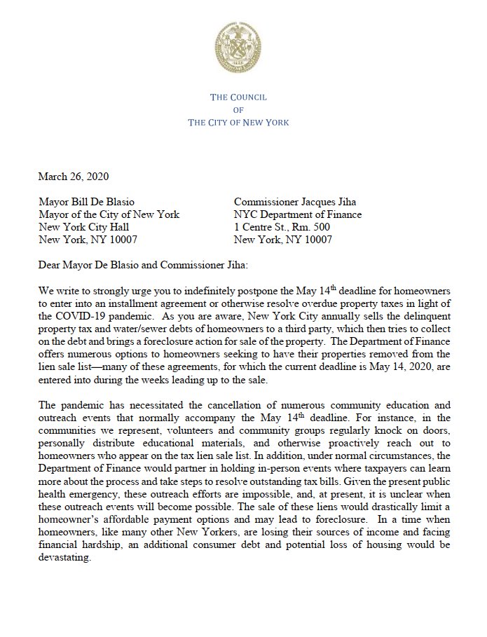rc4bk's tweet photo. .@NYCMayor @NYCFinance we need an indefinite postponement of the City’s May 14th overdue property tax deadline because of the COVID-19 emergency https://t.co/U5PHMd4vs4
