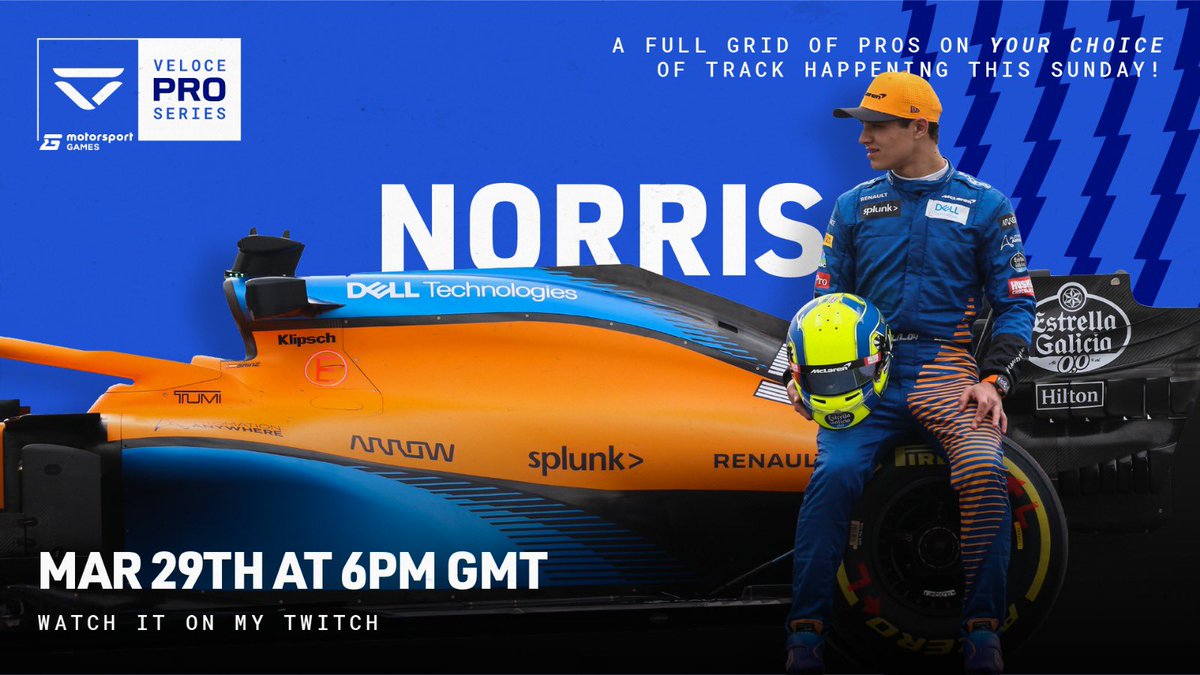LandoNorris's tweet image. Guess who’s back, back again 🤟🏼

#VelocePro Series SUNDAY at 6 PM GMT LIVE on: L4NDO.com/twitch
