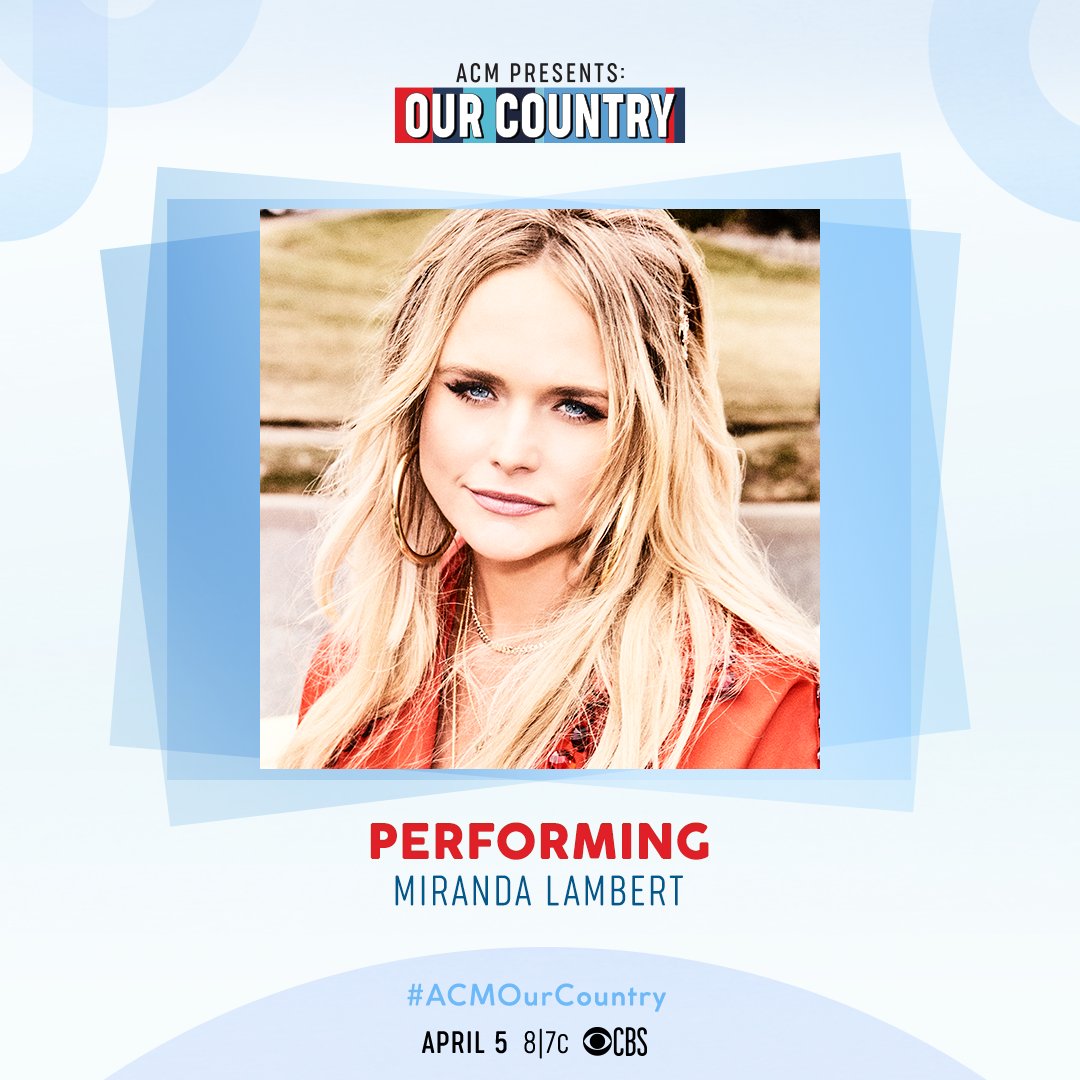mirandalambert's tweet photo. Miranda has a special at home performance up her sleeve for the @ACMawards Presents: Our Country TV special. Tune in on April 5th to see it! #ACMOurCountry - Team ML https://t.co/u7SJOhQsy1