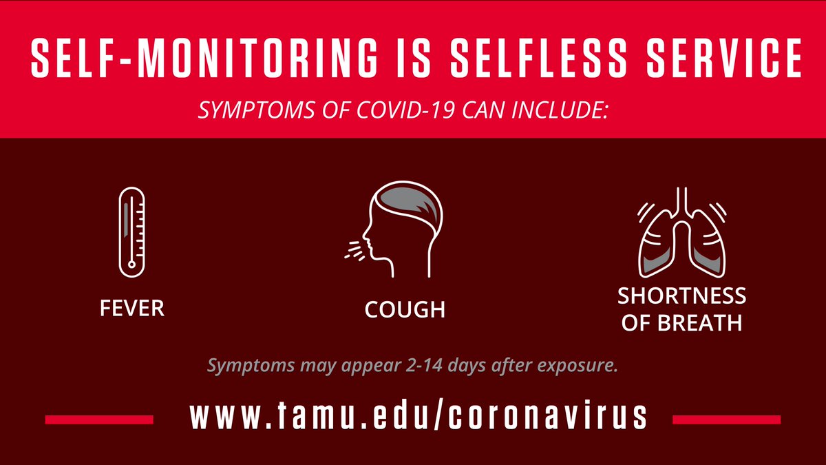 .<a href="/GregAbbott_TX/">Greg Abbott</a> has issued new orders regarding a "mandatory self-quarantine for a period of 14 days from the time of entry to Texas." I want to stress to <a href="/TAMU/">Texas A&M University</a> students that your @TAMU_SHS is operating on your behalf. shs.tamu.edu/coronavirus/ for more details. <a href="/TAMUDSA/">Texas A&M University Division of Student Affairs</a>