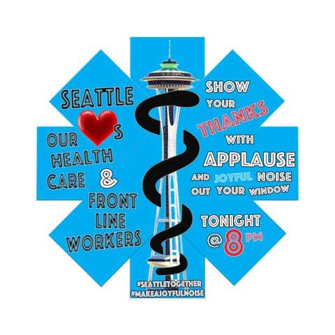 Seattle!! Are you ready to #MakeAJoyfulNoise at 8:00 PM TONIGHT?

Clap your hands, raise your voices, bang some pots and pans to show solidarity and let the front line know how much they are appreciated. Show some Seattle love! #SeattleTogether

artbeat.seattle.gov/2020/03/26/sea…