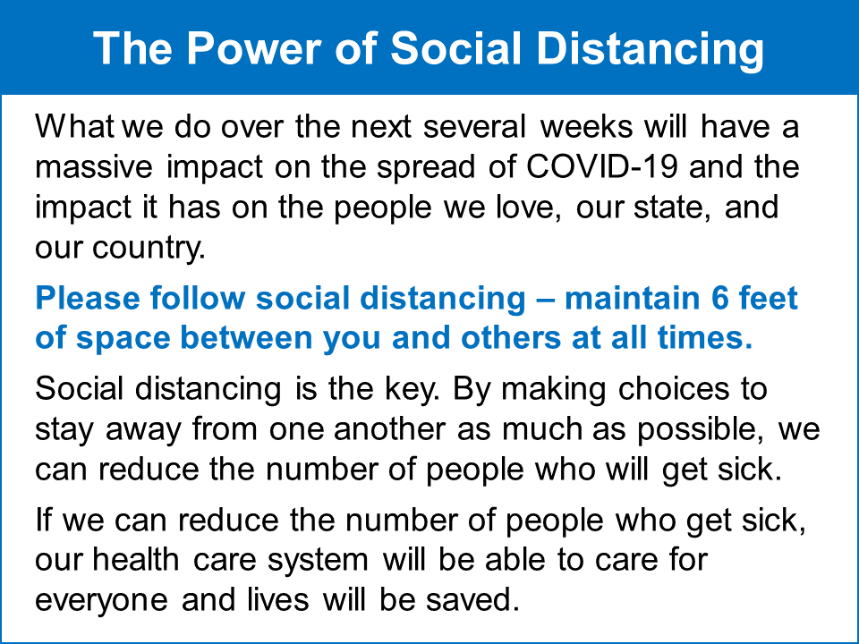 KPBaldwinPark's tweet photo. The Power of Social Distancing - maintain 6 feet of space between you and others at all times.  What we do over the next several weeks will have a massive impact on the spread of COVID-19.  #SocialDistanacing #KPstrong https://t.co/hNgS2ACWTP